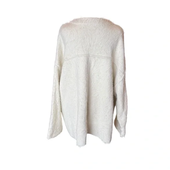 Free People Harrison Bunny Crew Neck Sweater Oversized Cream Womens Medium - Picture 4 of 11